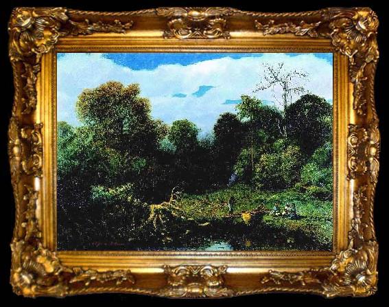 framed  William-Adolphe Bouguereau River landscape, ta009-2